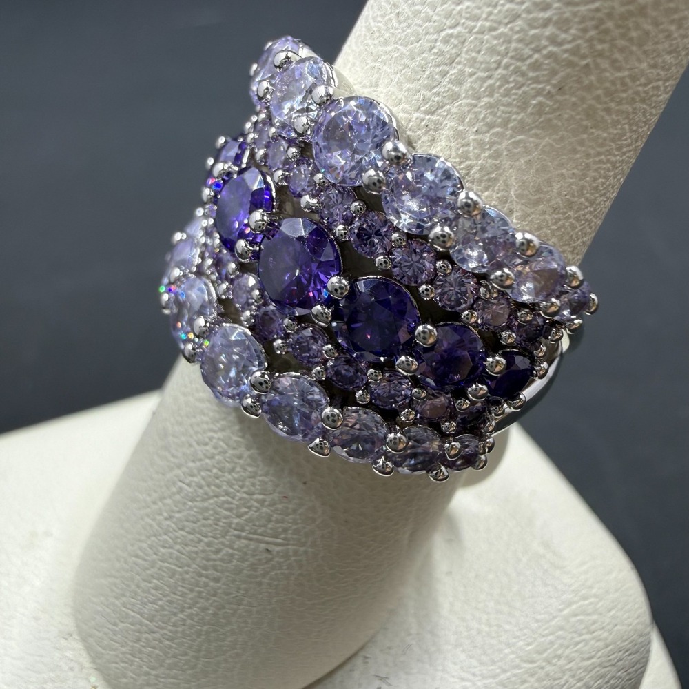 Bomb Party Lead the Way Size 6 Ring Gradient of Amethyst‎ CZ RBP6638 Rhodium